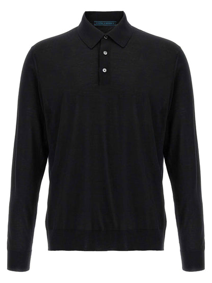 Black Wool Polo Shirt