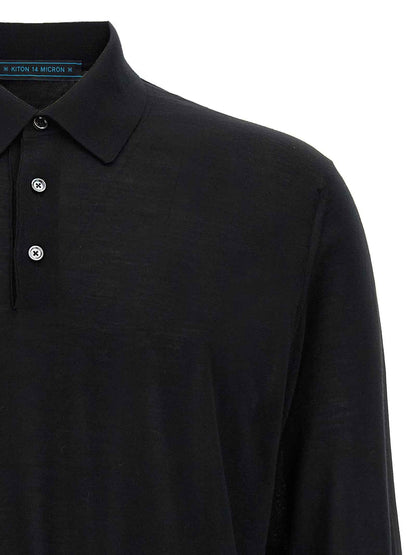 Black Wool Polo Shirt