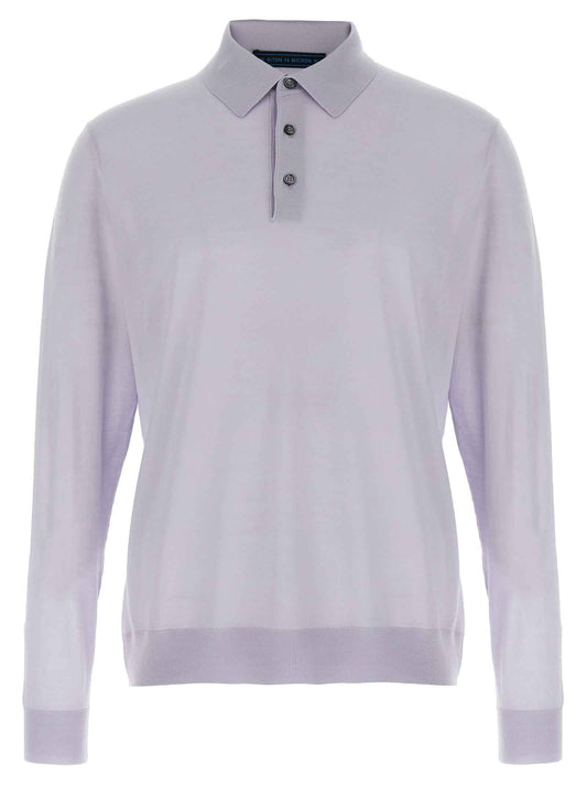 Blue Wool Polo Shirt