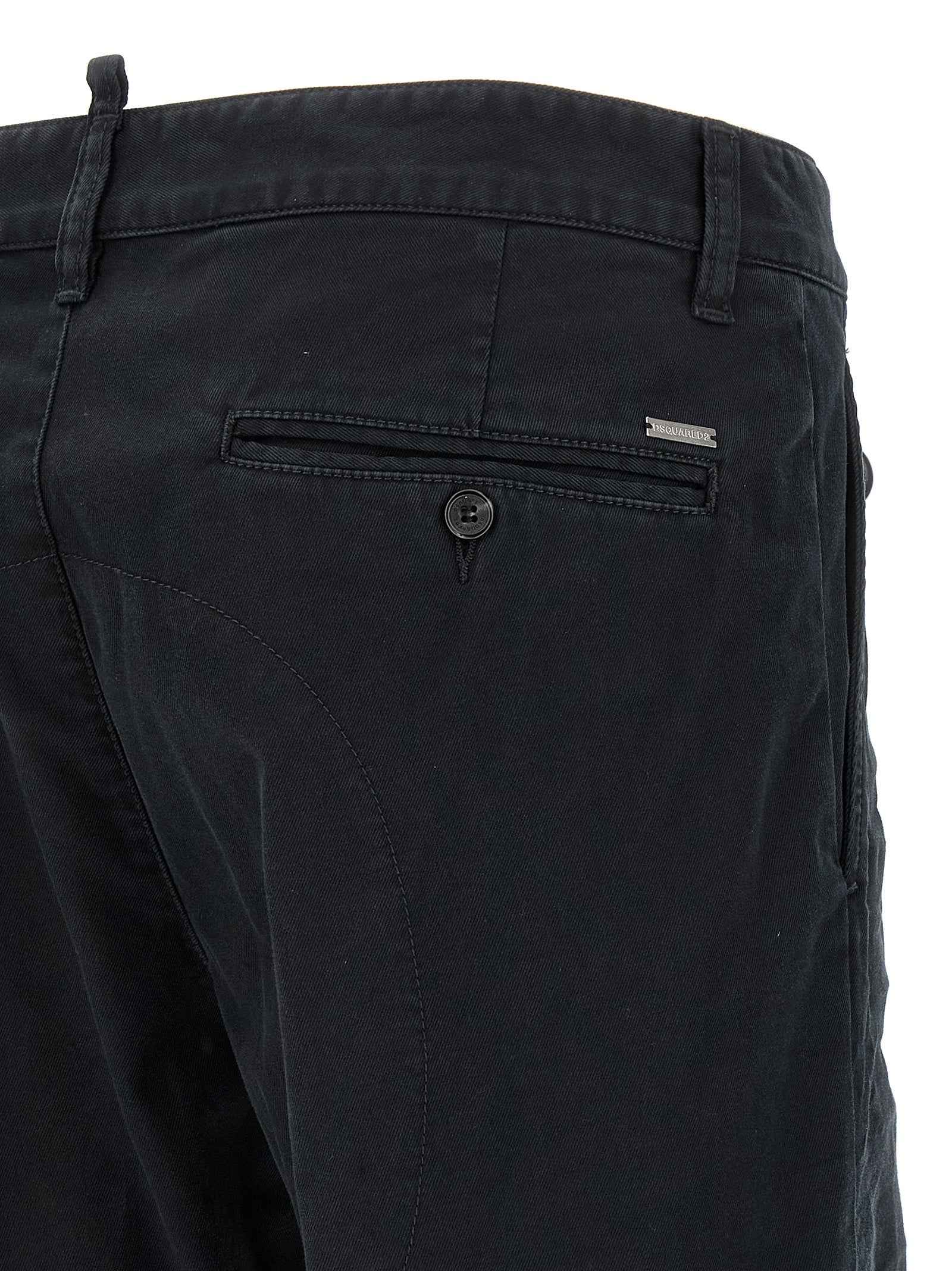 Black Cotton Chino Pants