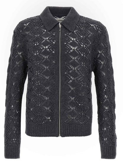 Gray Virgin Wool Cardigan