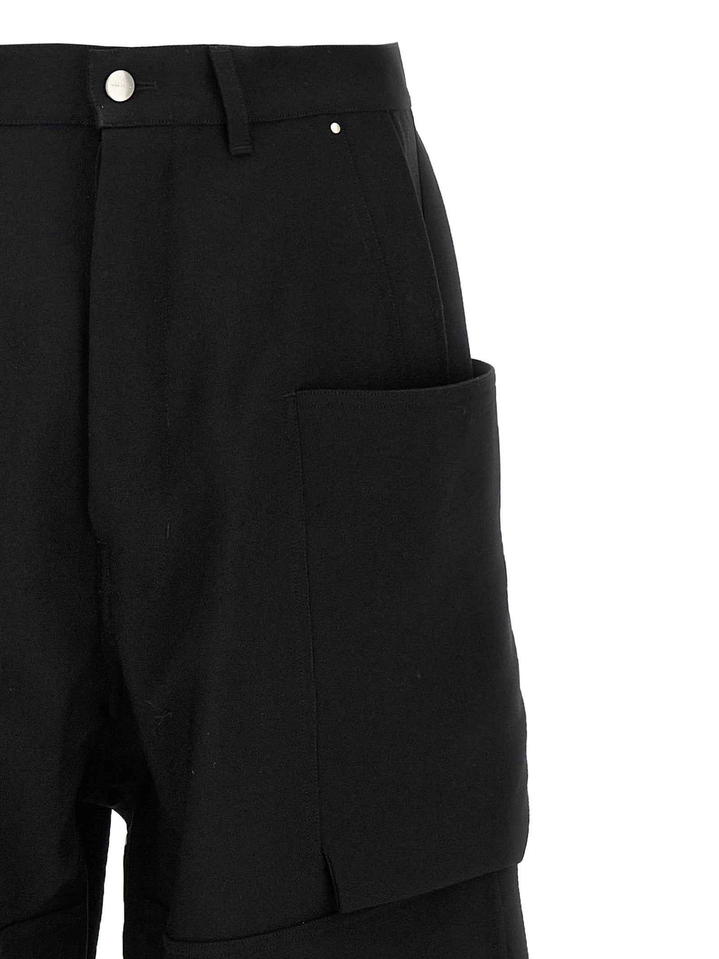 Black Virgin Wool Cargo Pants