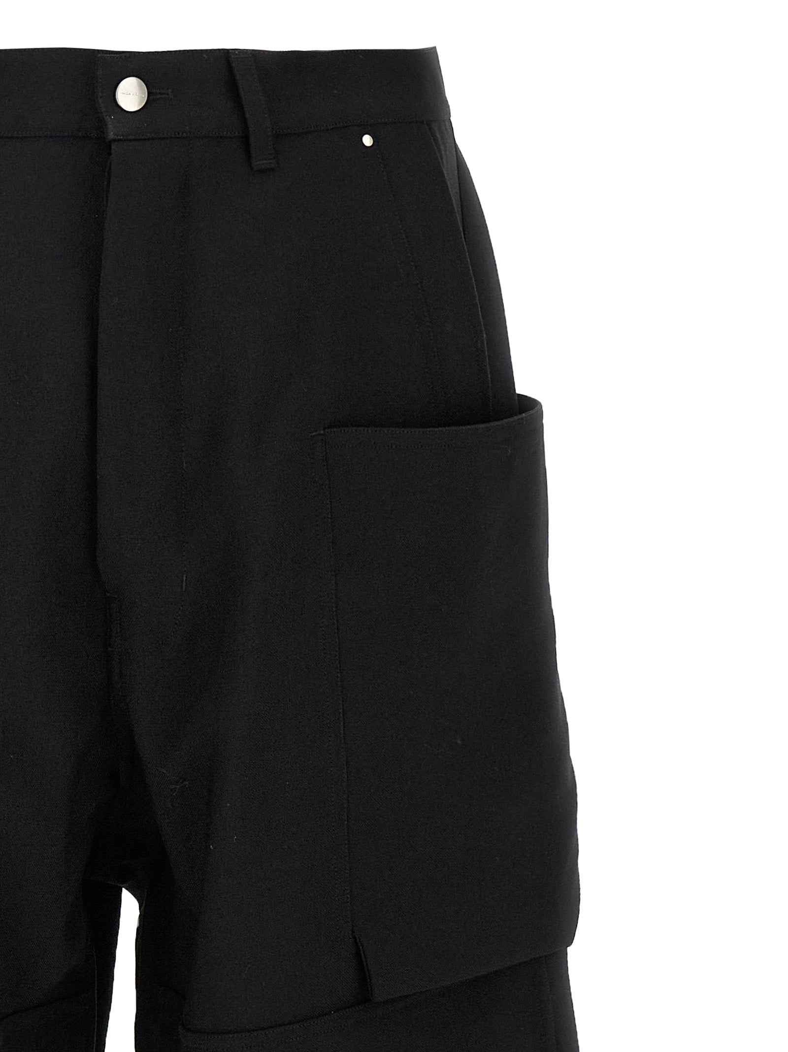 Black Virgin Wool Cargo Pants