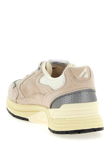 Beige Cowhide Athletic Sneakers