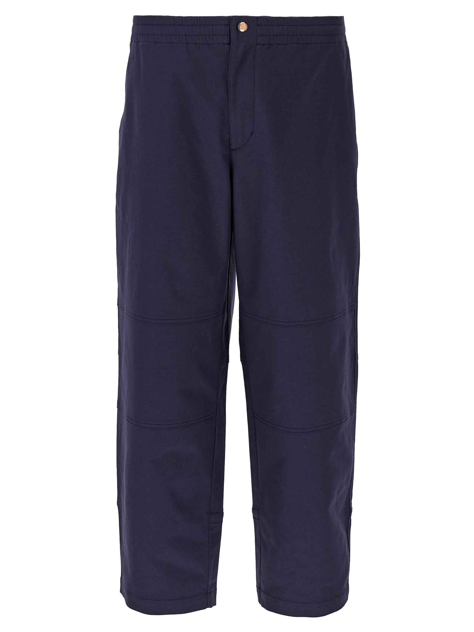Blue Cotton Casual Pants
