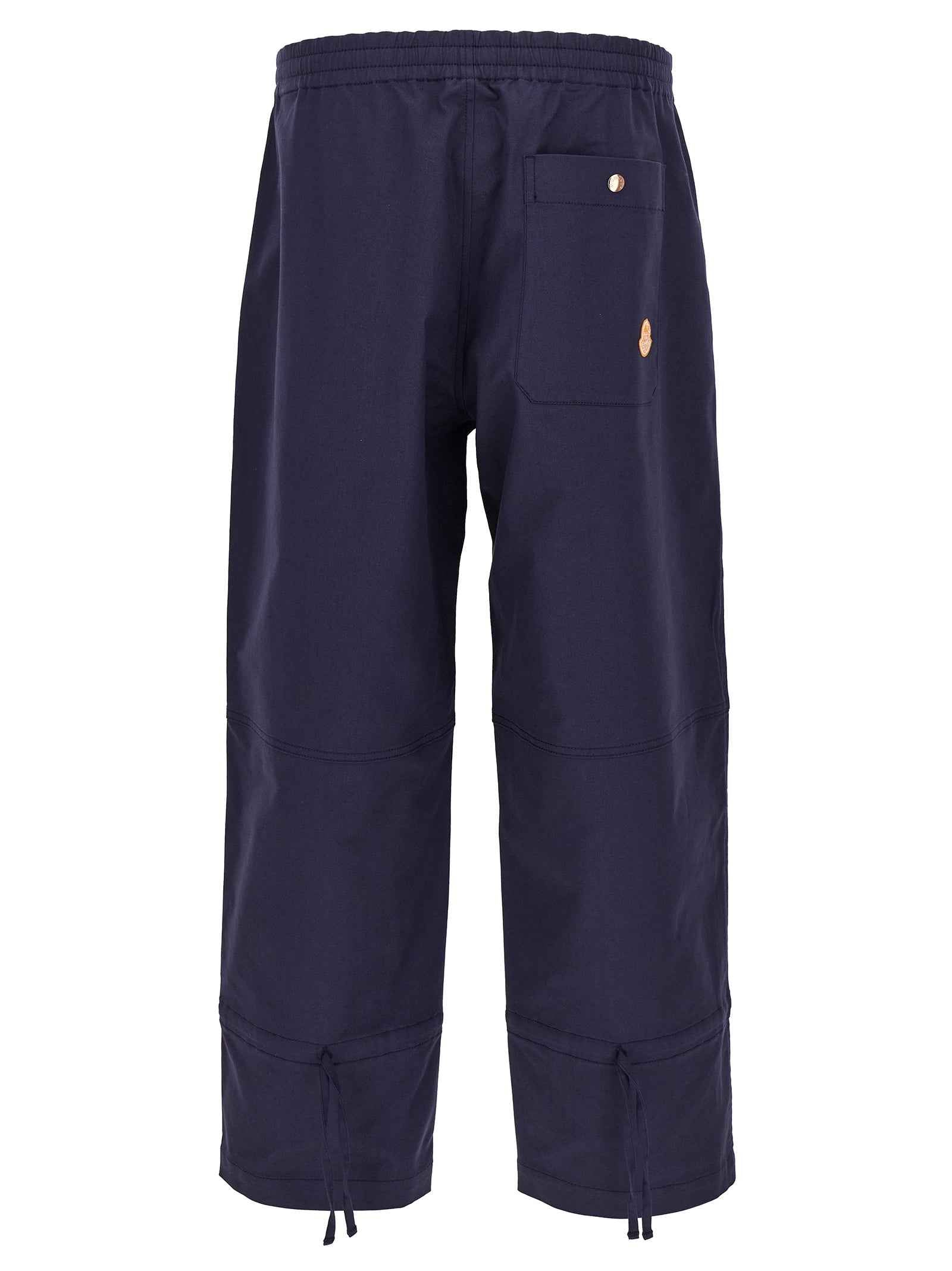 Blue Cotton Casual Pants