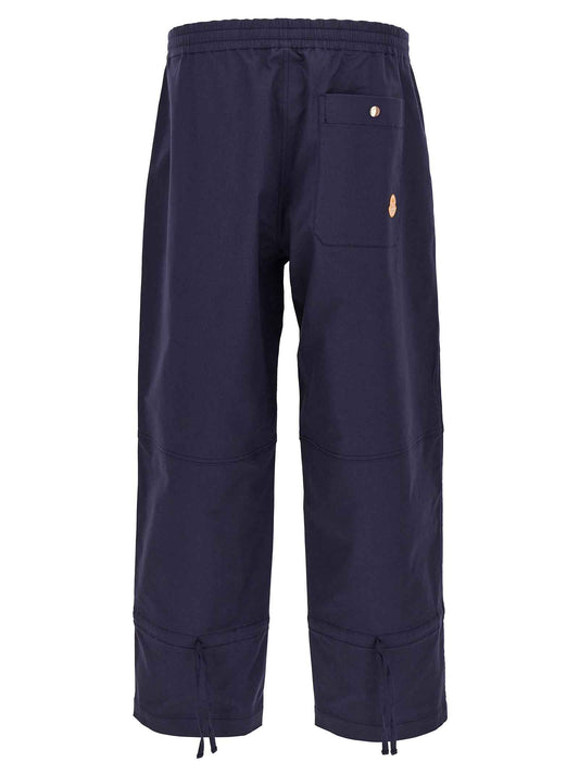 Blue Cotton Casual Pants