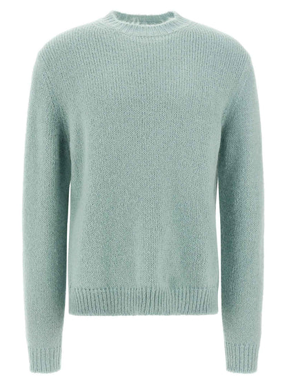 Blue Alpaca Leather Cardigan