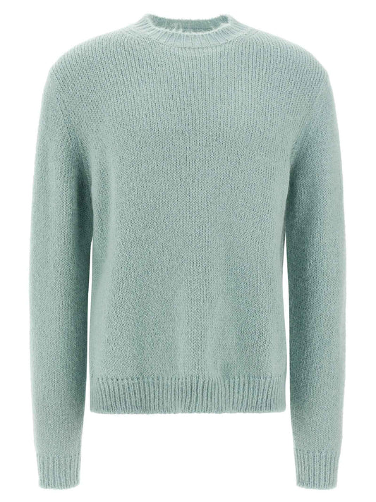 Blue Alpaca Leather Cardigan