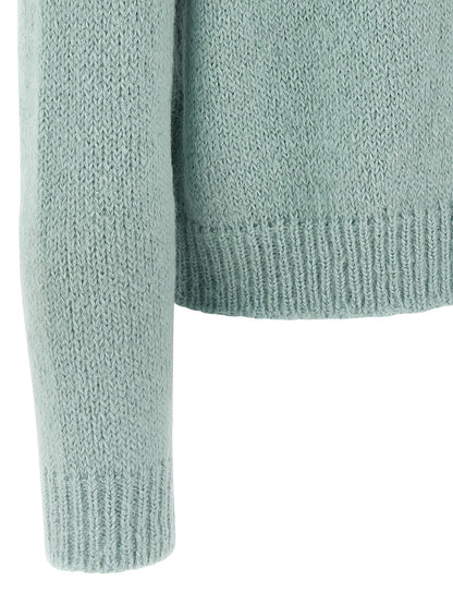 Blue Alpaca Leather Cardigan