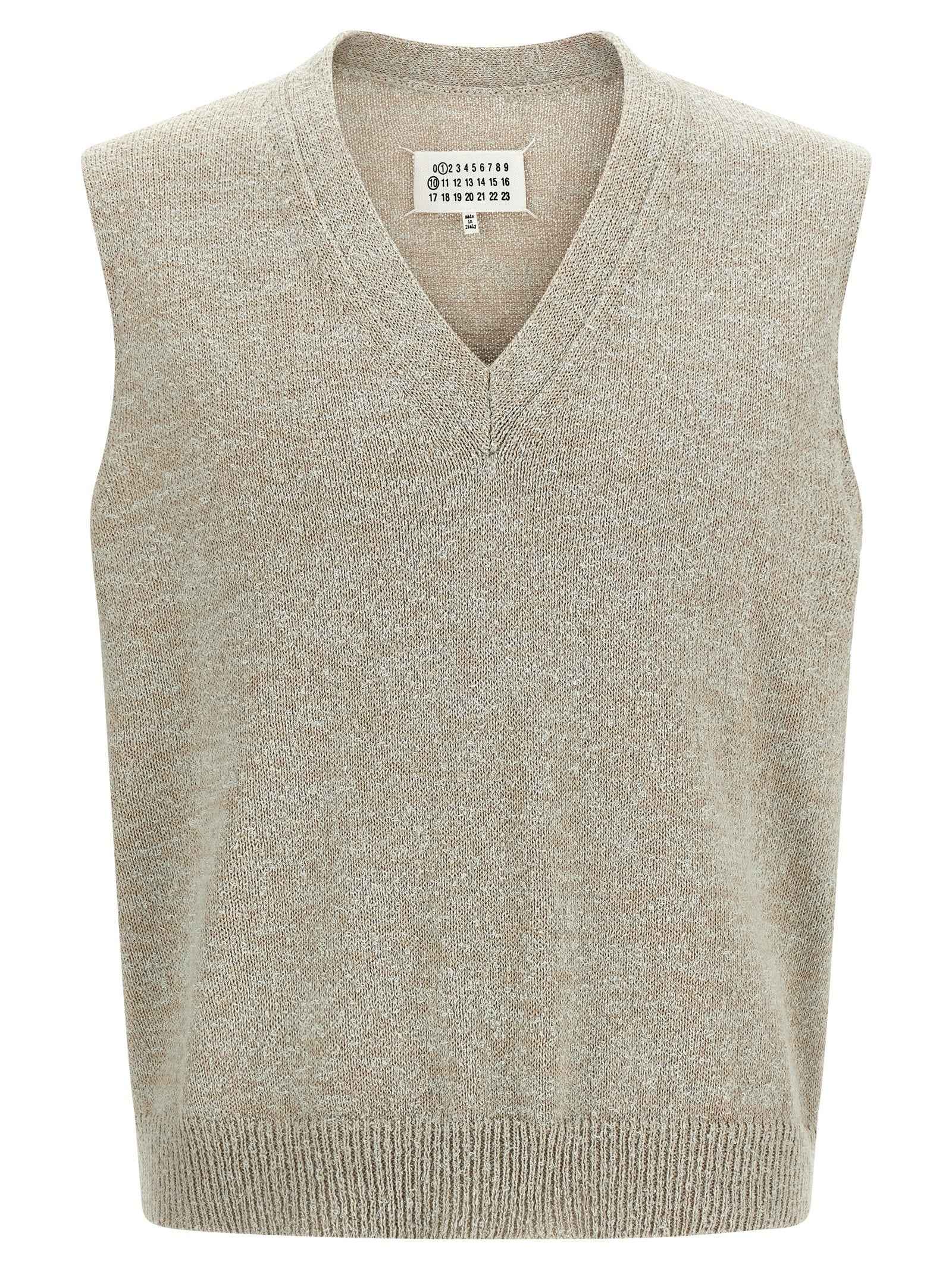 Beige Cotton Sleeveles Sweater