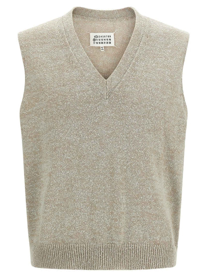 Beige Cotton Sleeveles Sweater