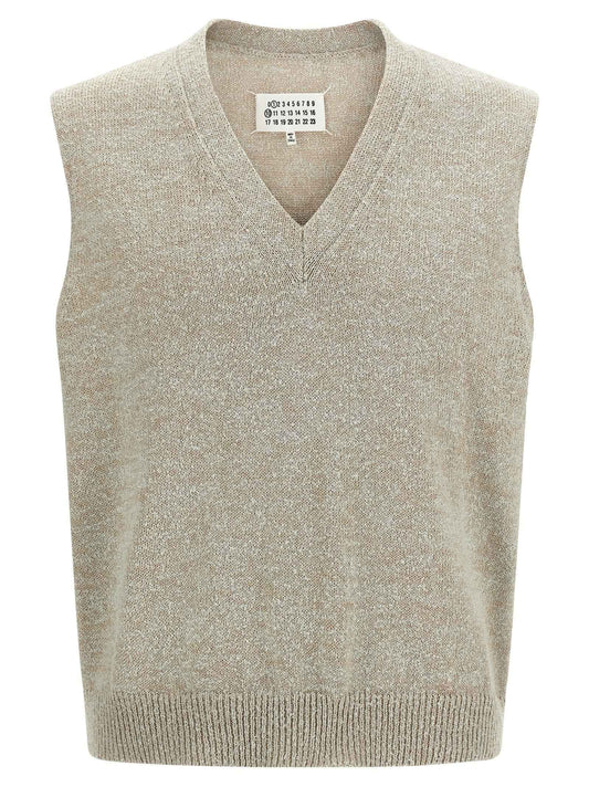 Beige Cotton Sleeveles Sweater