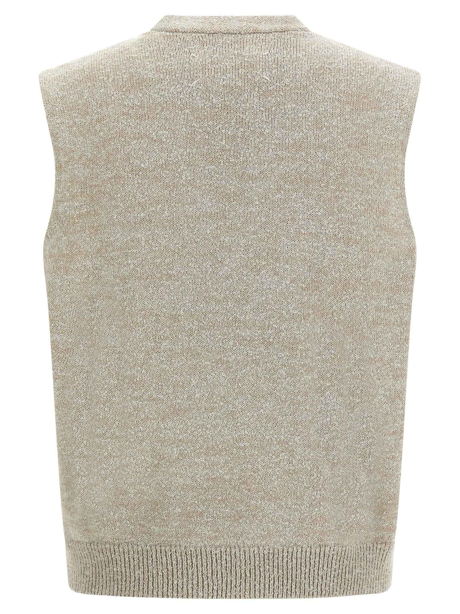 Beige Cotton Sleeveles Sweater