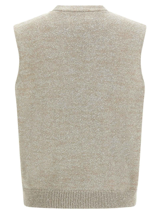 Beige Cotton Sleeveles Sweater