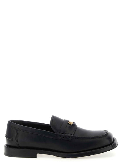 Black Velvet Leather Slip-On Loafers