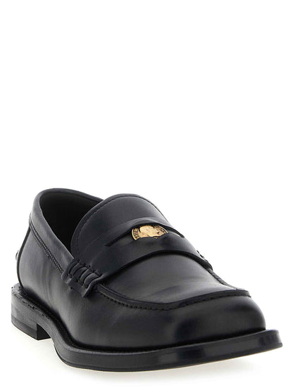 Black Velvet Leather Slip-On Loafers