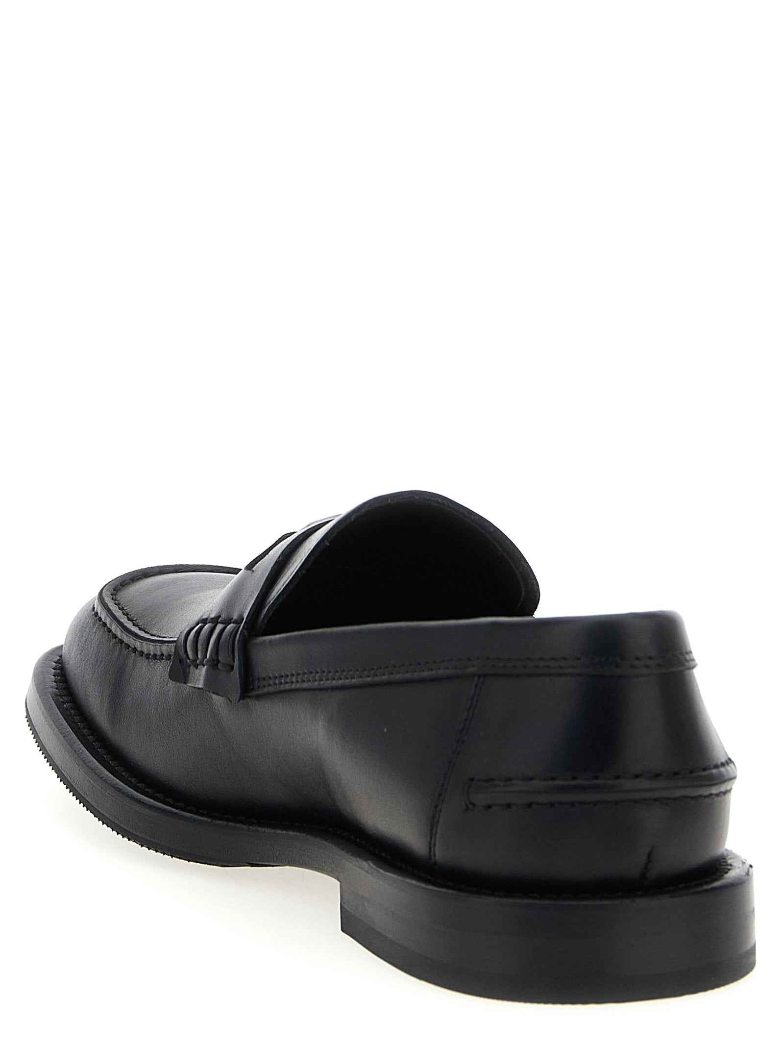 Black Velvet Leather Slip-On Loafers