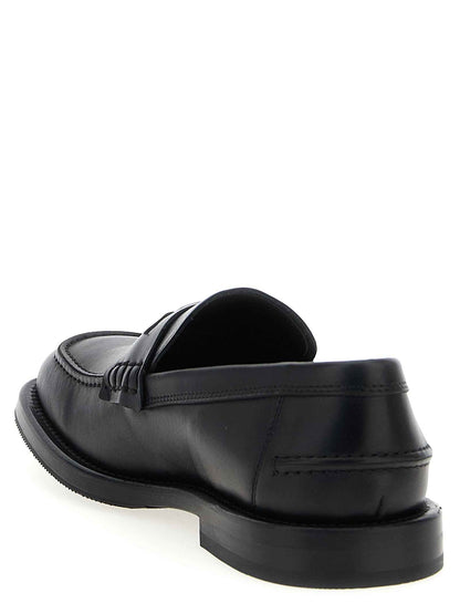Black Velvet Leather Slip-On Loafers