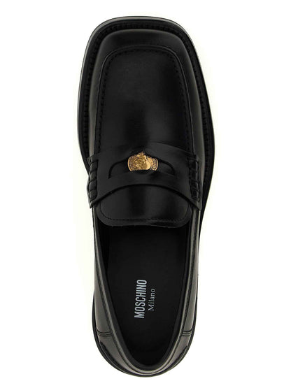 Black Velvet Leather Slip-On Loafers