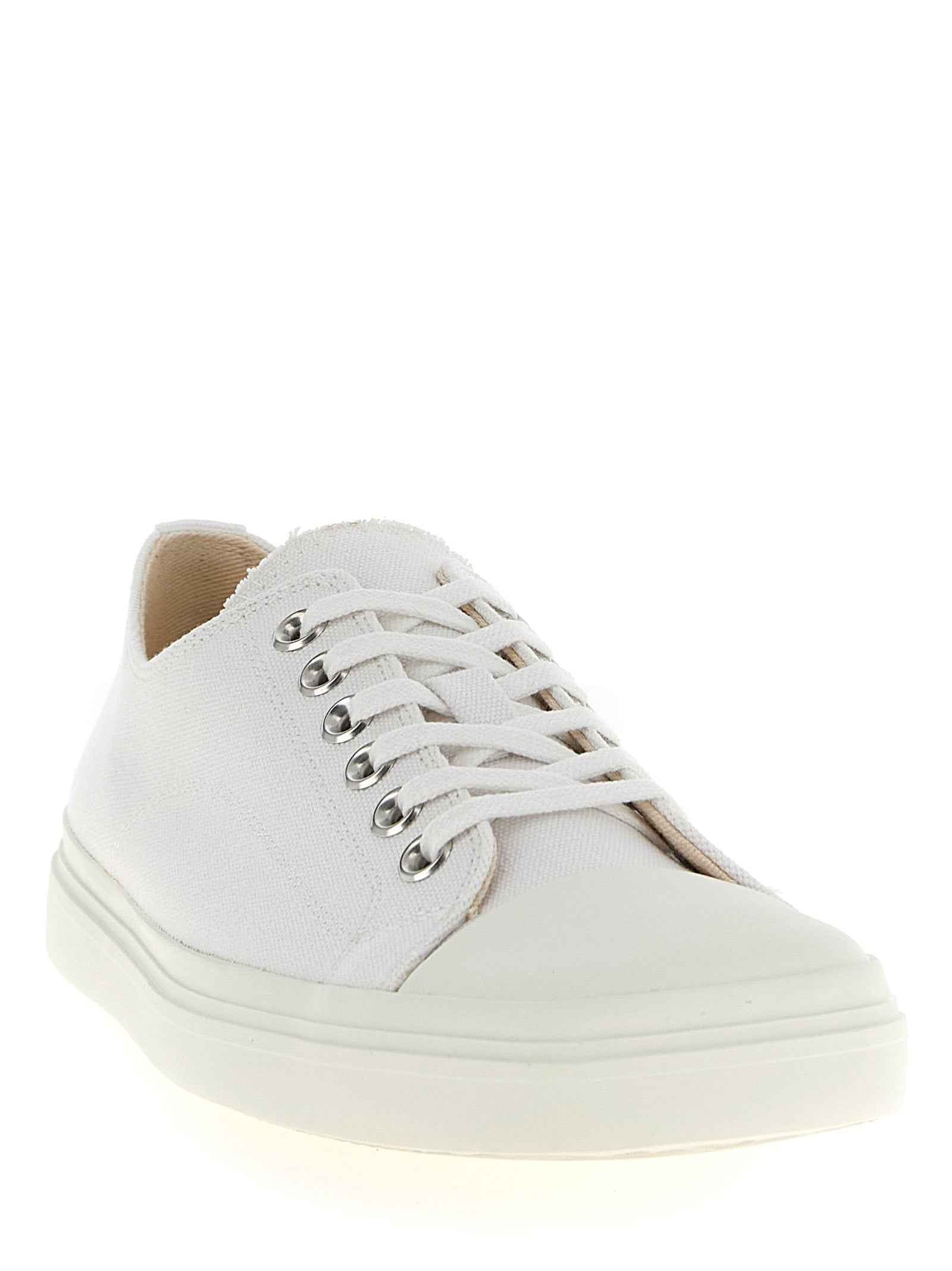 White Cotton Low Top Sneakers