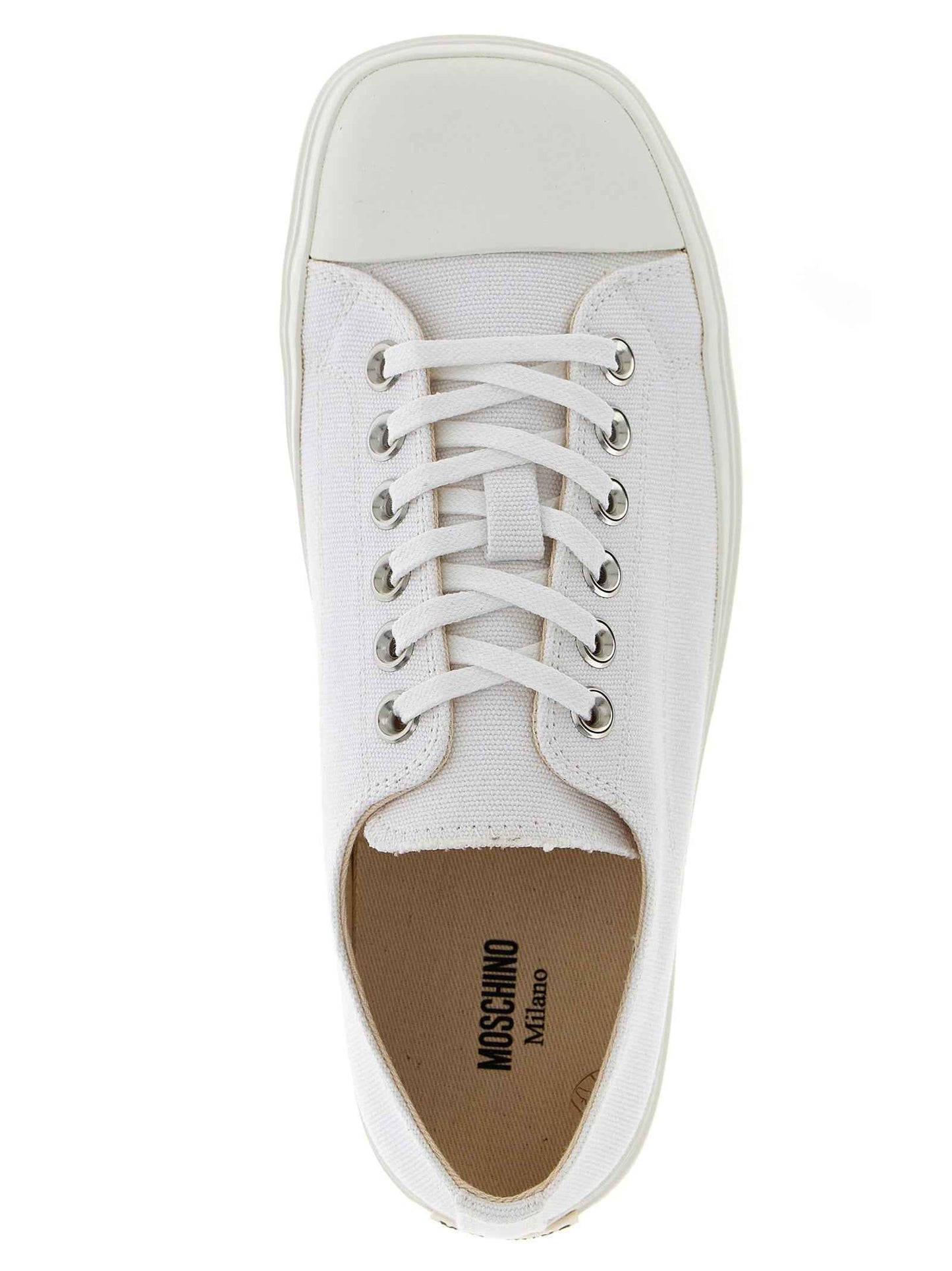 White Cotton Low Top Sneakers