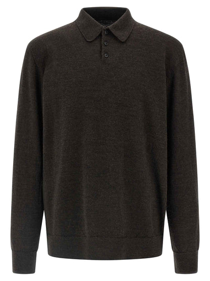 Brown Wool Polo Shirt