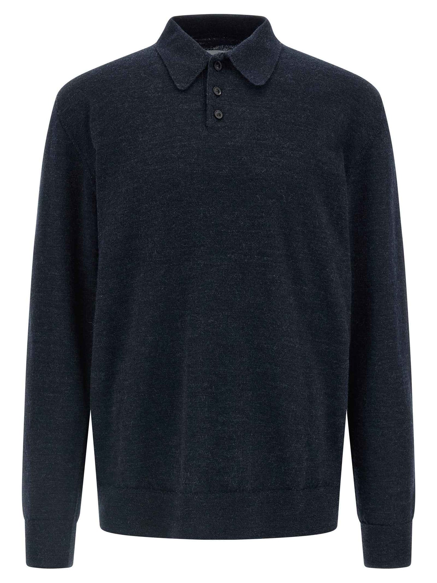 Blue Wool Polo Shirt