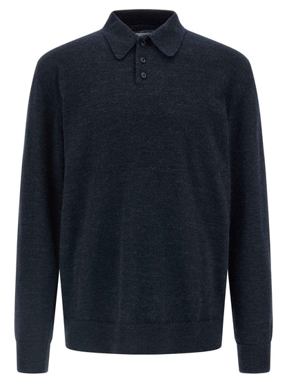 Blue Wool Polo Shirt