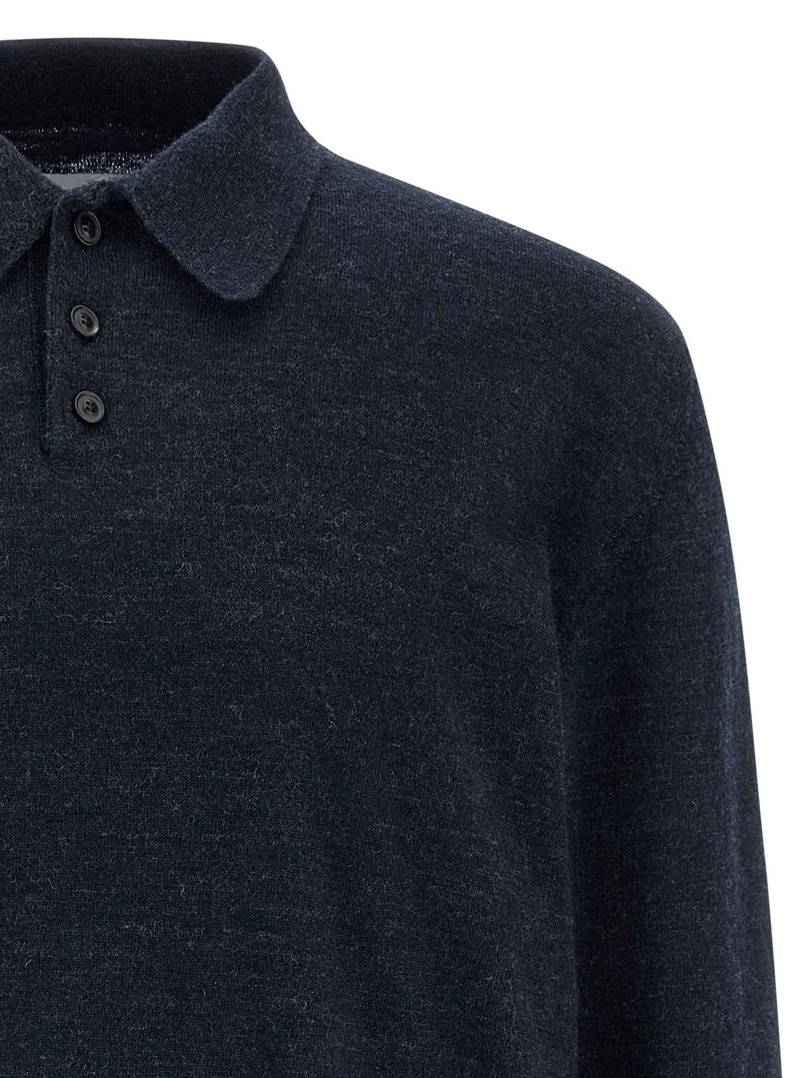 Blue Wool Polo Shirt