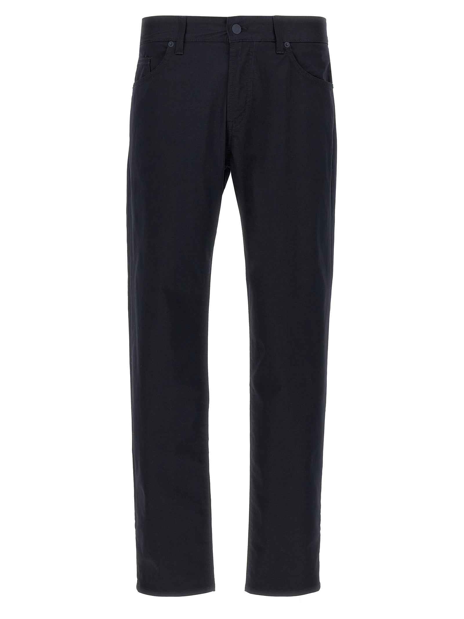 Blue Cotton Casual Pants