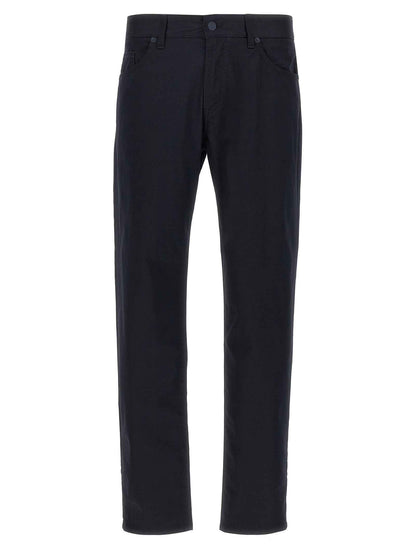 Blue Cotton Casual Pants