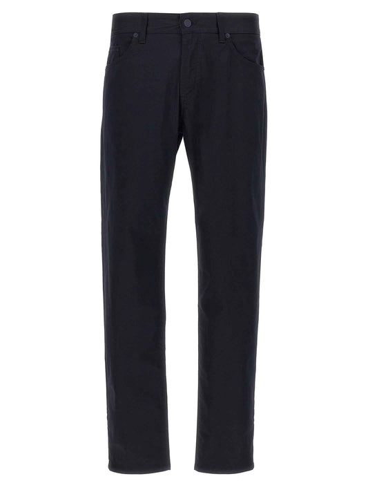 Blue Cotton Casual Pants