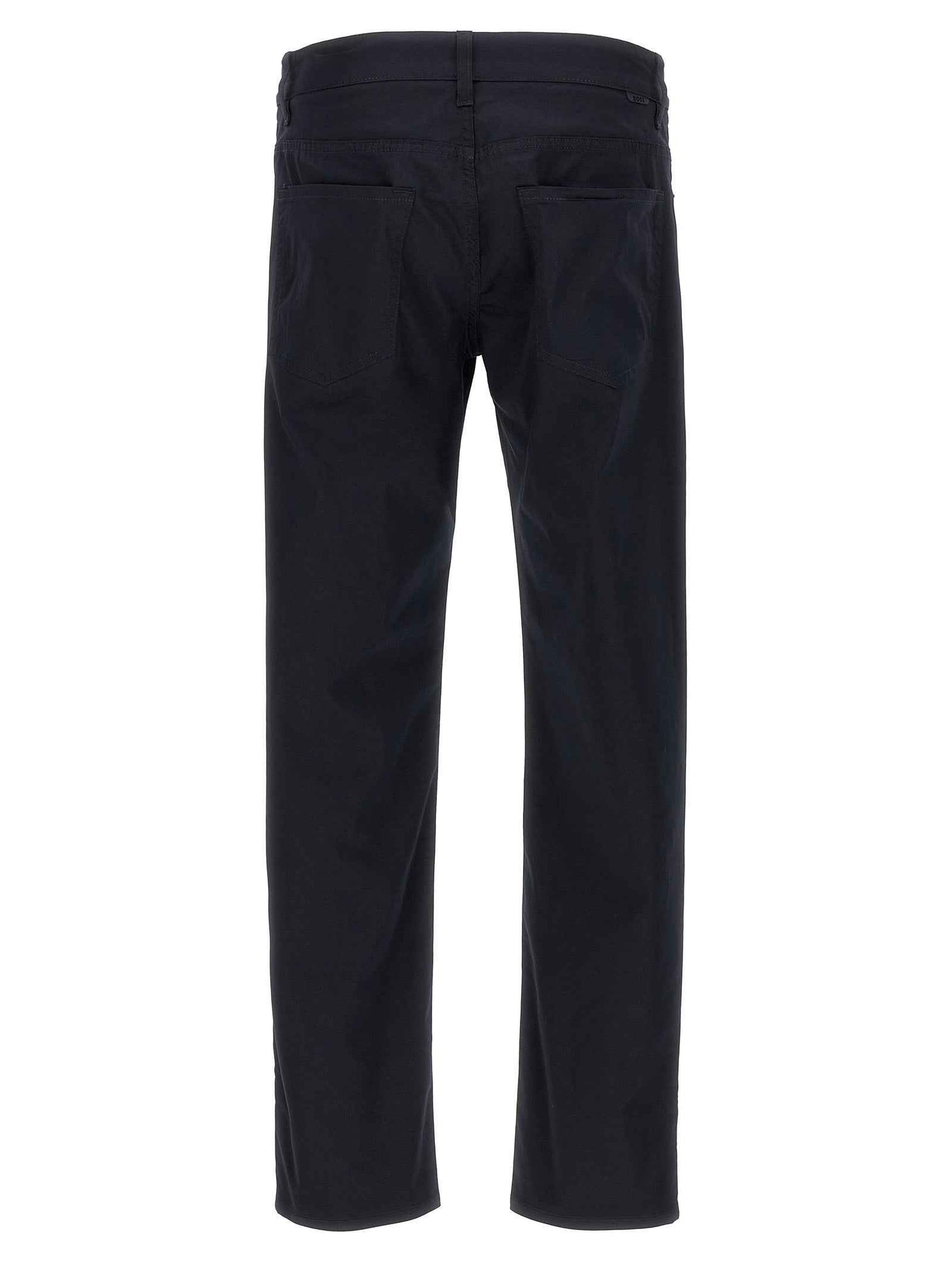 Blue Cotton Casual Pants