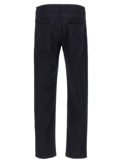 Blue Cotton Casual Pants