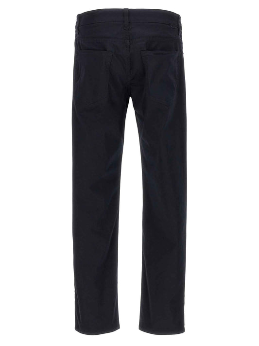 Blue Cotton Casual Pants