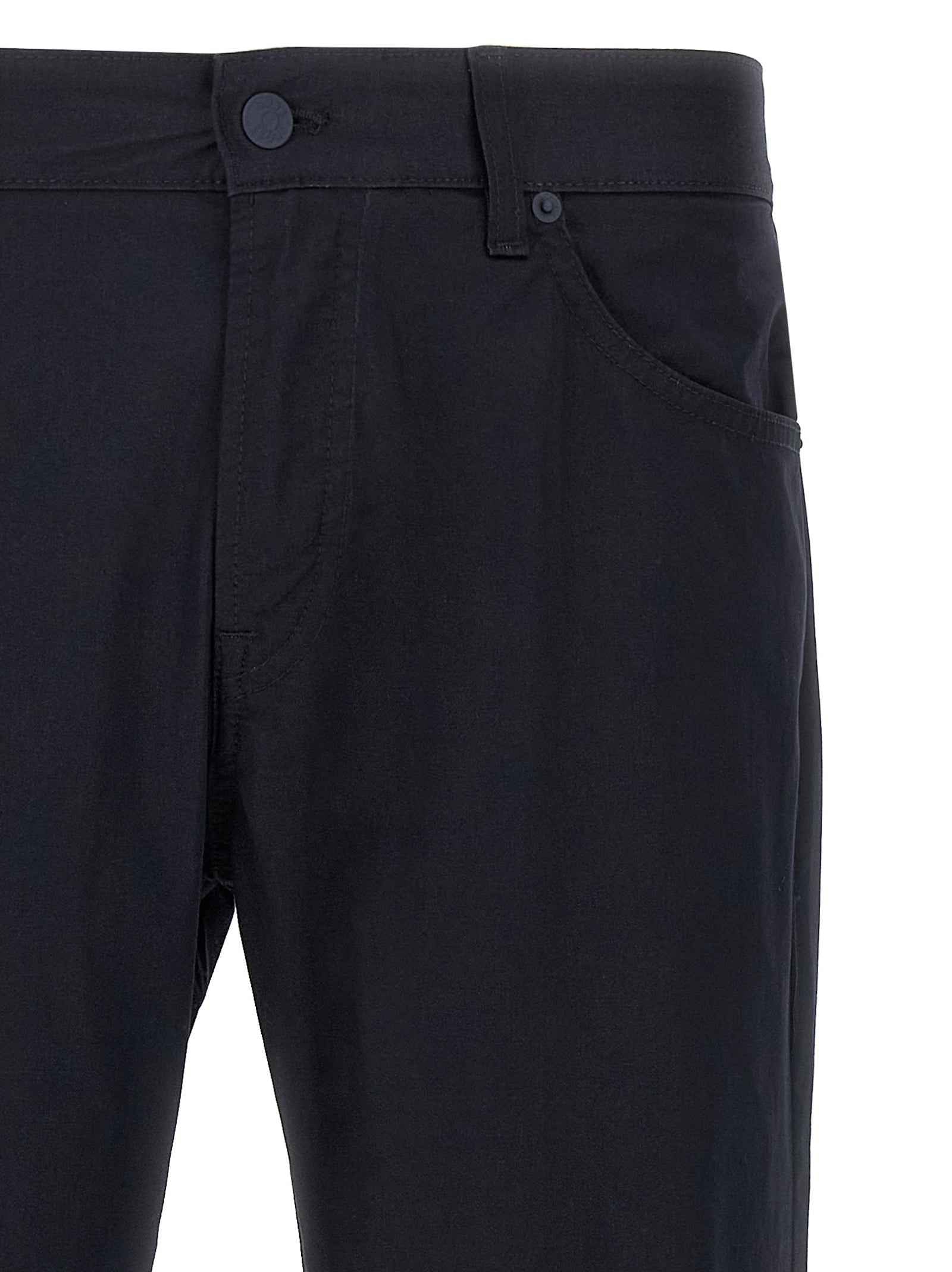 Blue Cotton Casual Pants