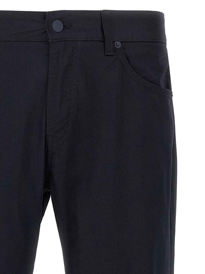 Blue Cotton Casual Pants