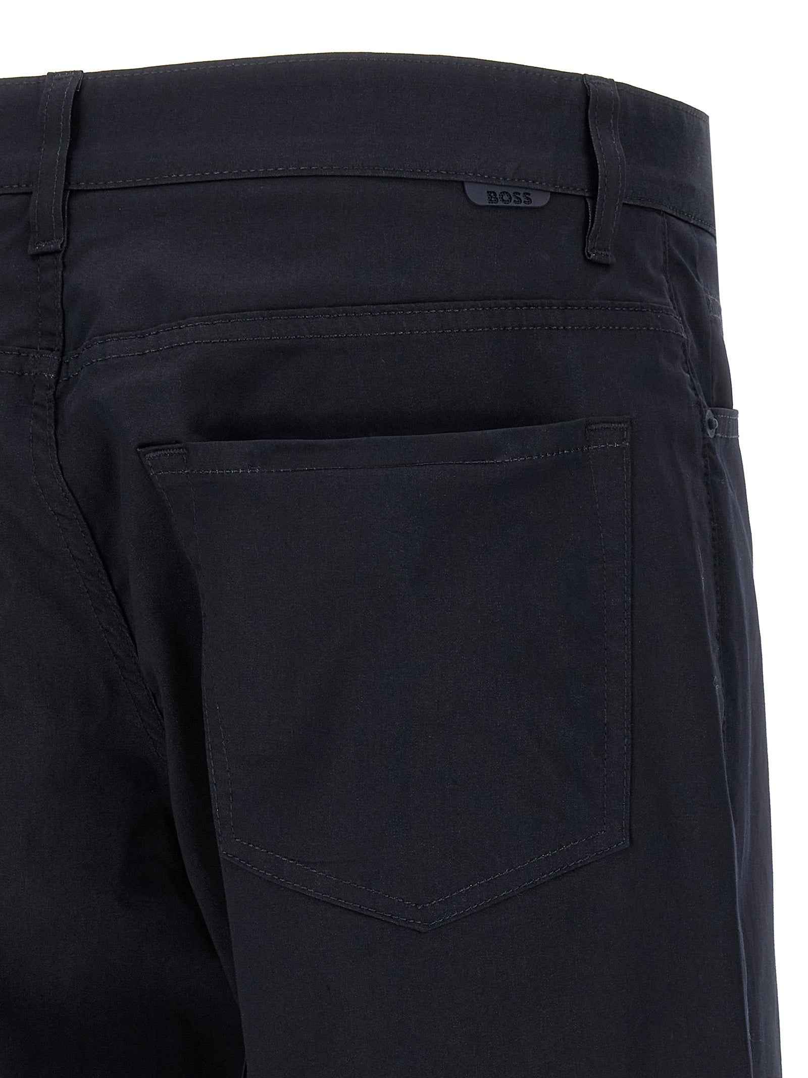 Blue Cotton Casual Pants