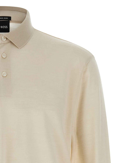 Beige Wool Polo Shirt