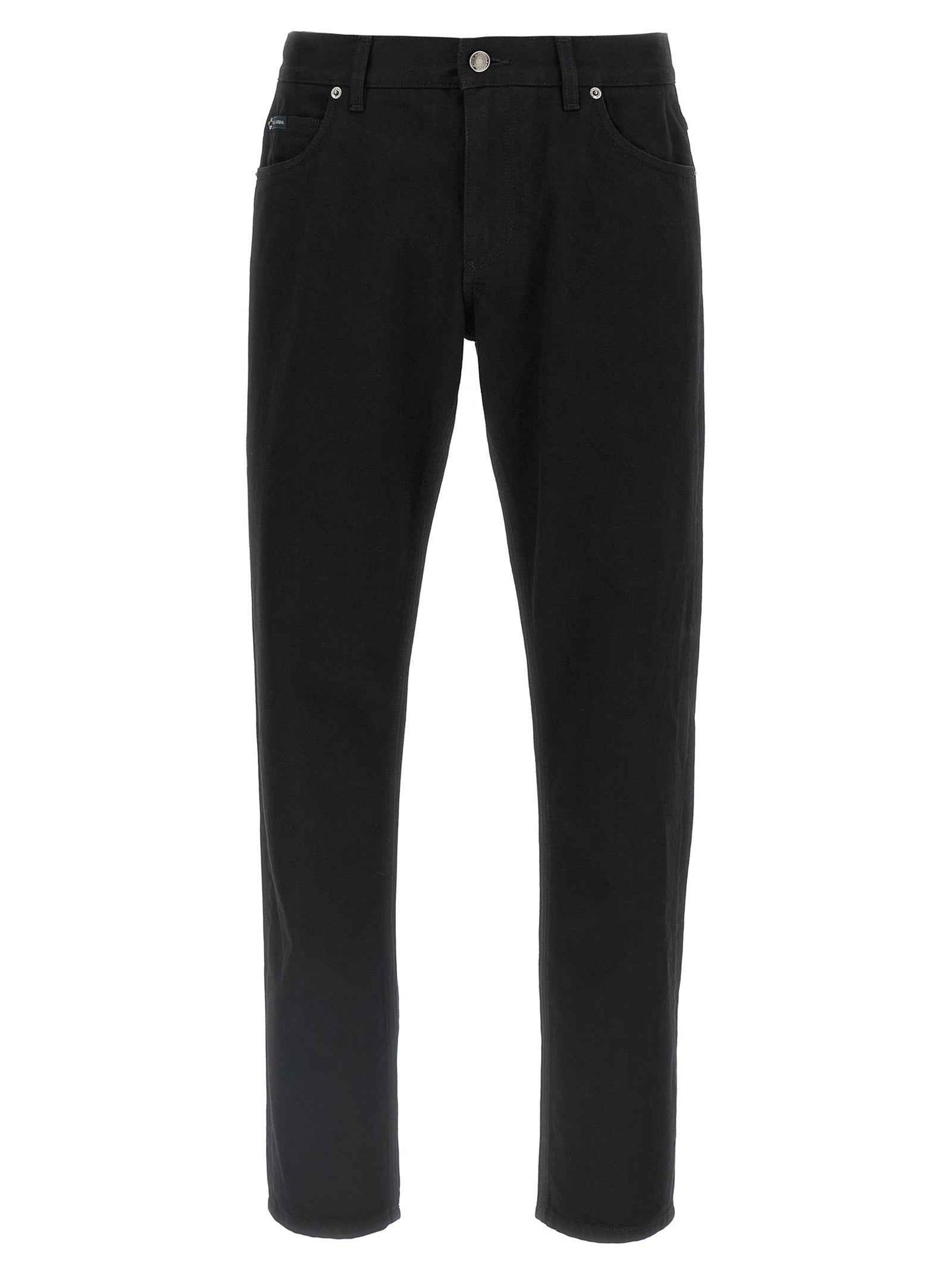 Black Cotton Straight-Leg Jeans