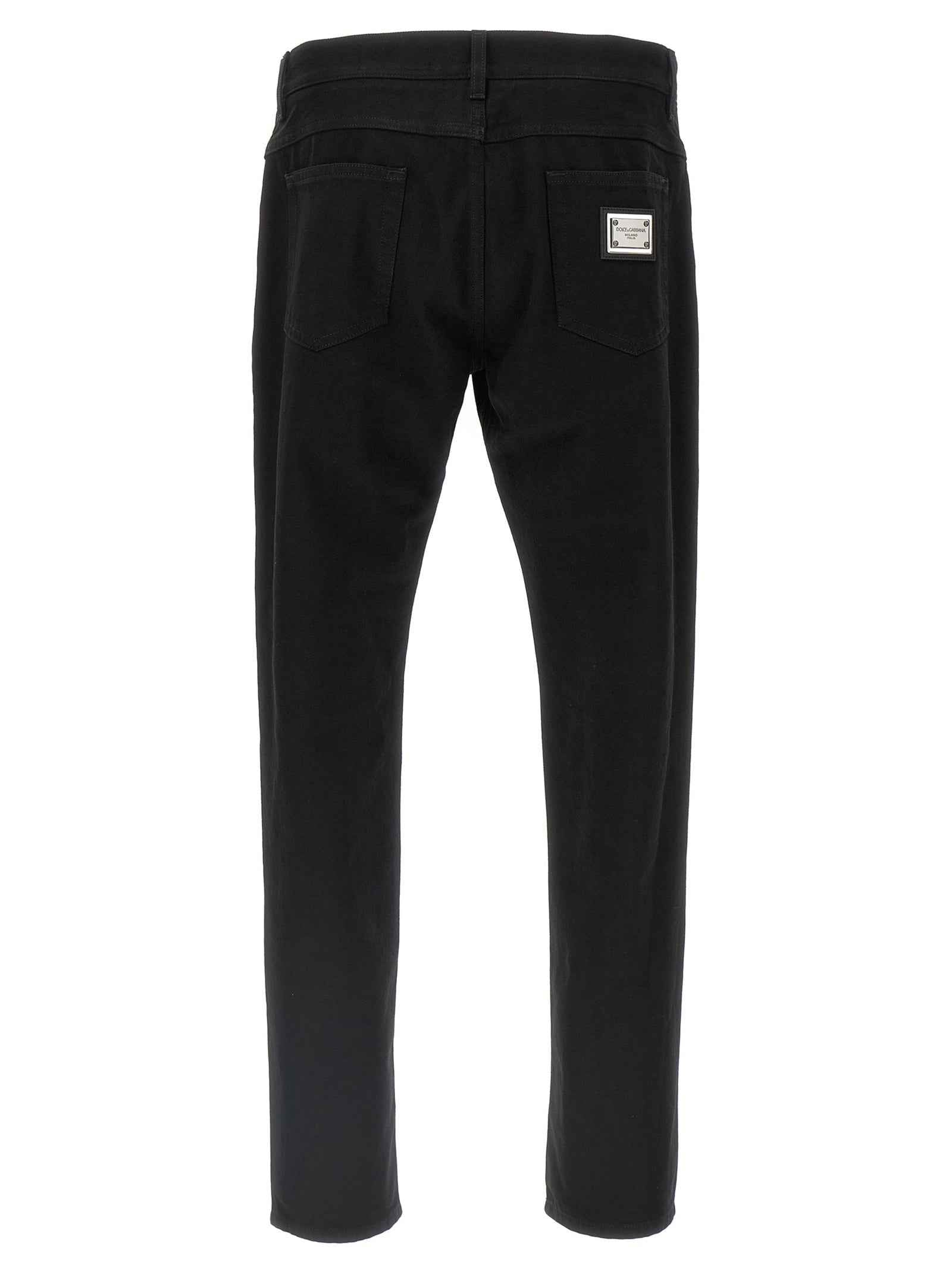 Black Cotton Straight-Leg Jeans