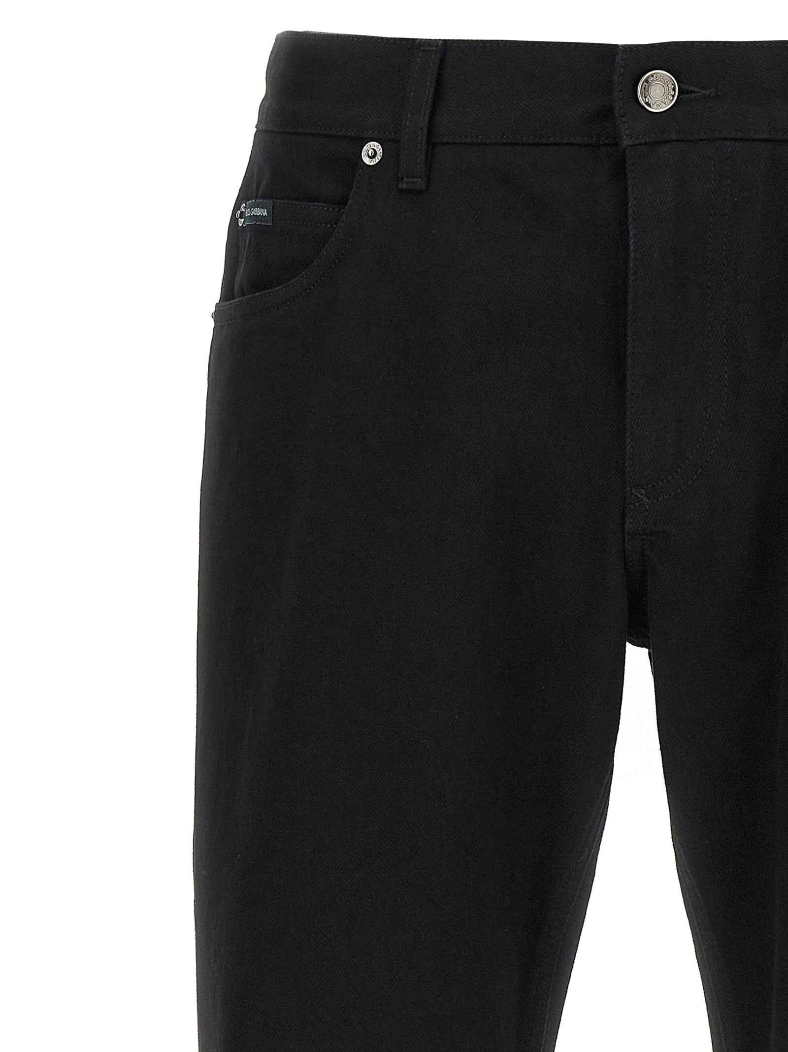 Black Cotton Straight-Leg Jeans
