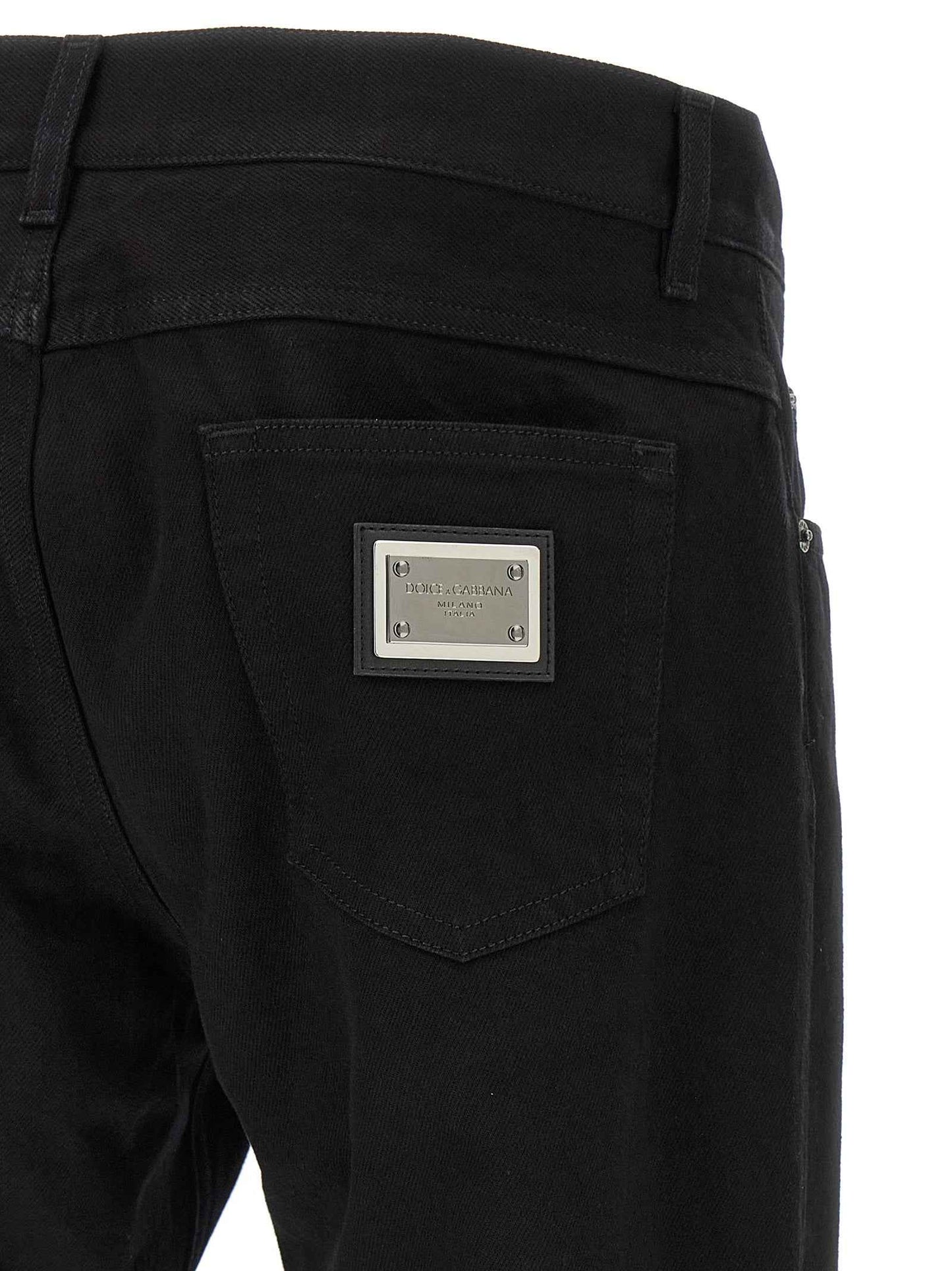 Black Cotton Straight-Leg Jeans