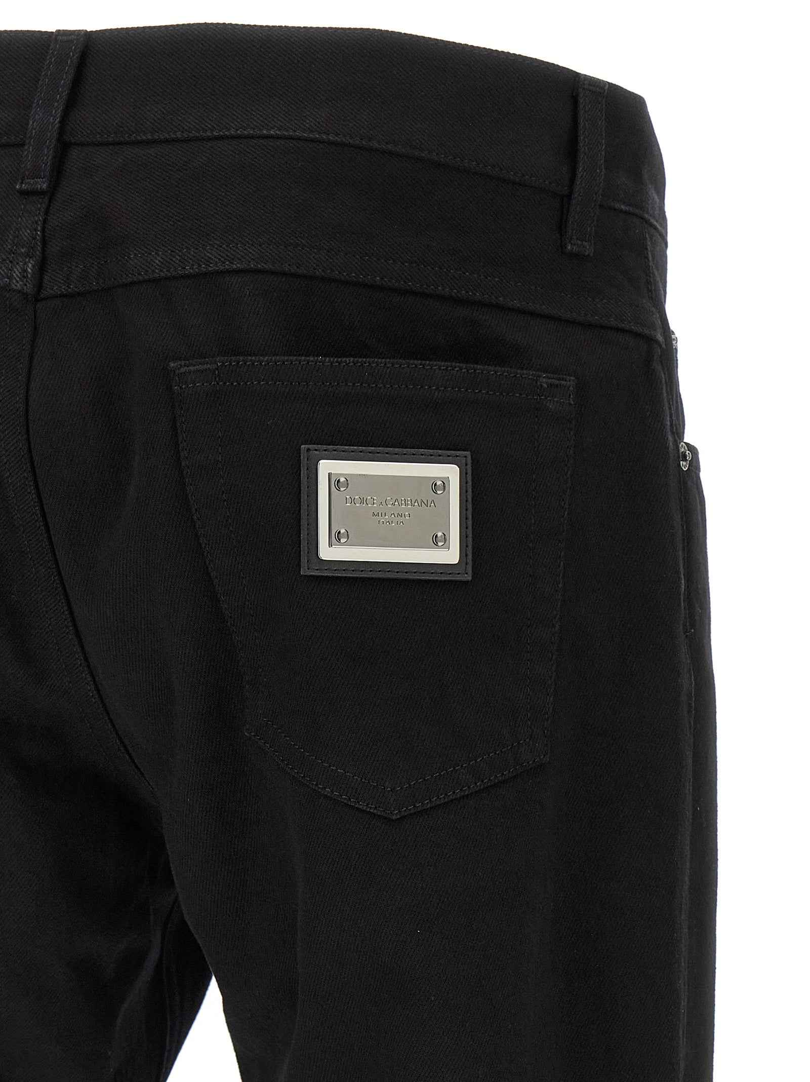 Black Cotton Straight-Leg Jeans