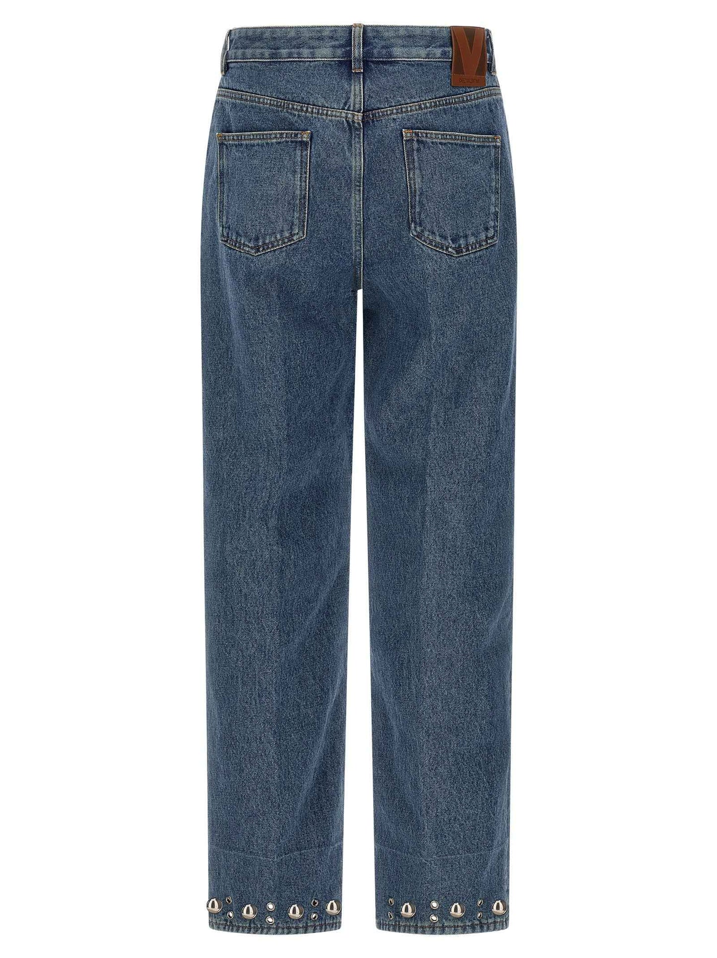 Blue Cotton Straight-Leg Jeans