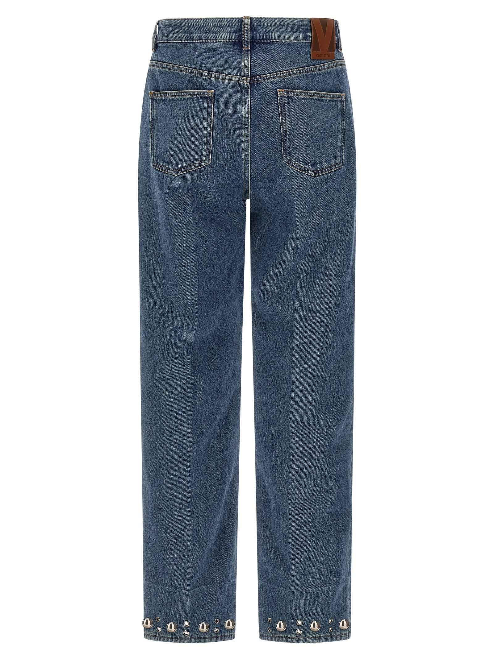 Blue Cotton Straight-Leg Jeans