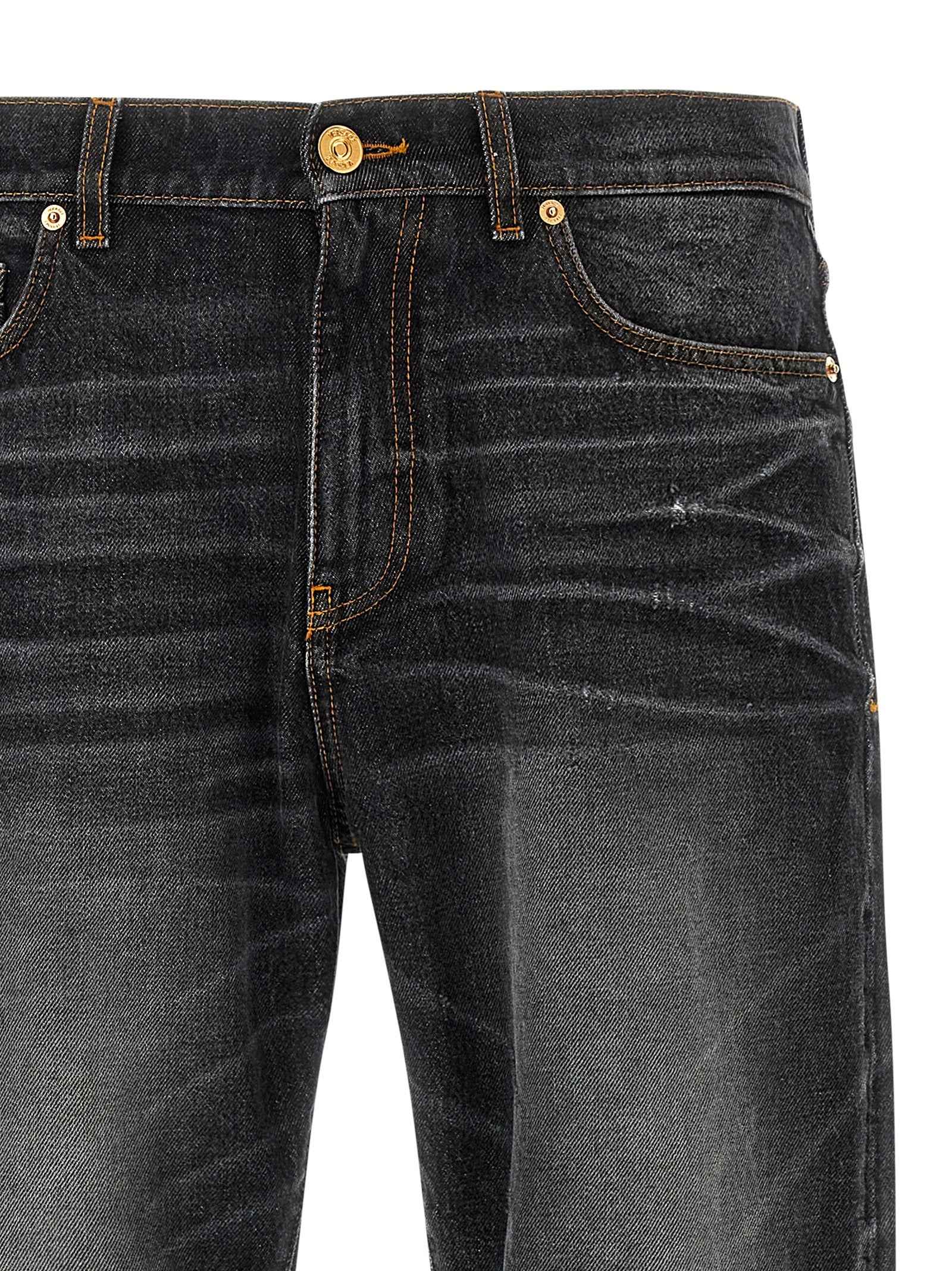 Black Cotton Straight-Leg Jeans