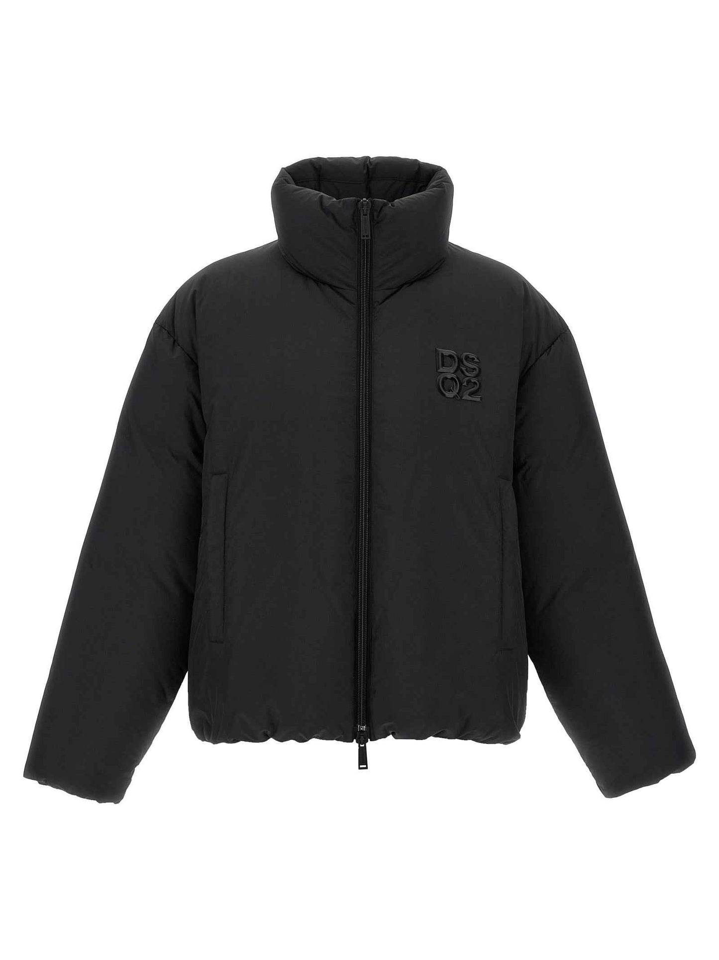 Black Polyester Full-Length Jacket