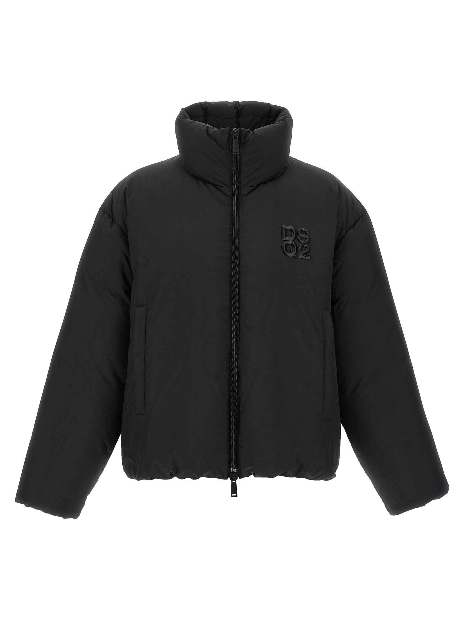 Black Polyester Full-Length Jacket